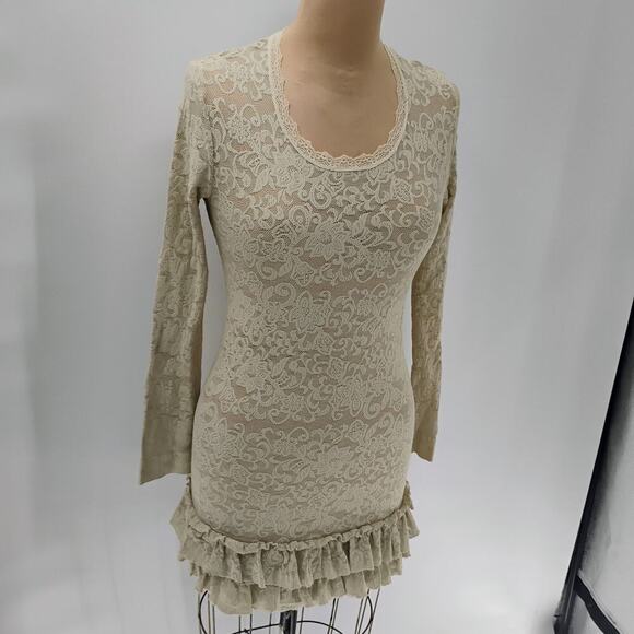 Suggest by Pain De Sucre Sz 1 Small Eggshell White Sheer Lace Nightie Chemise - Picture 4 of 13